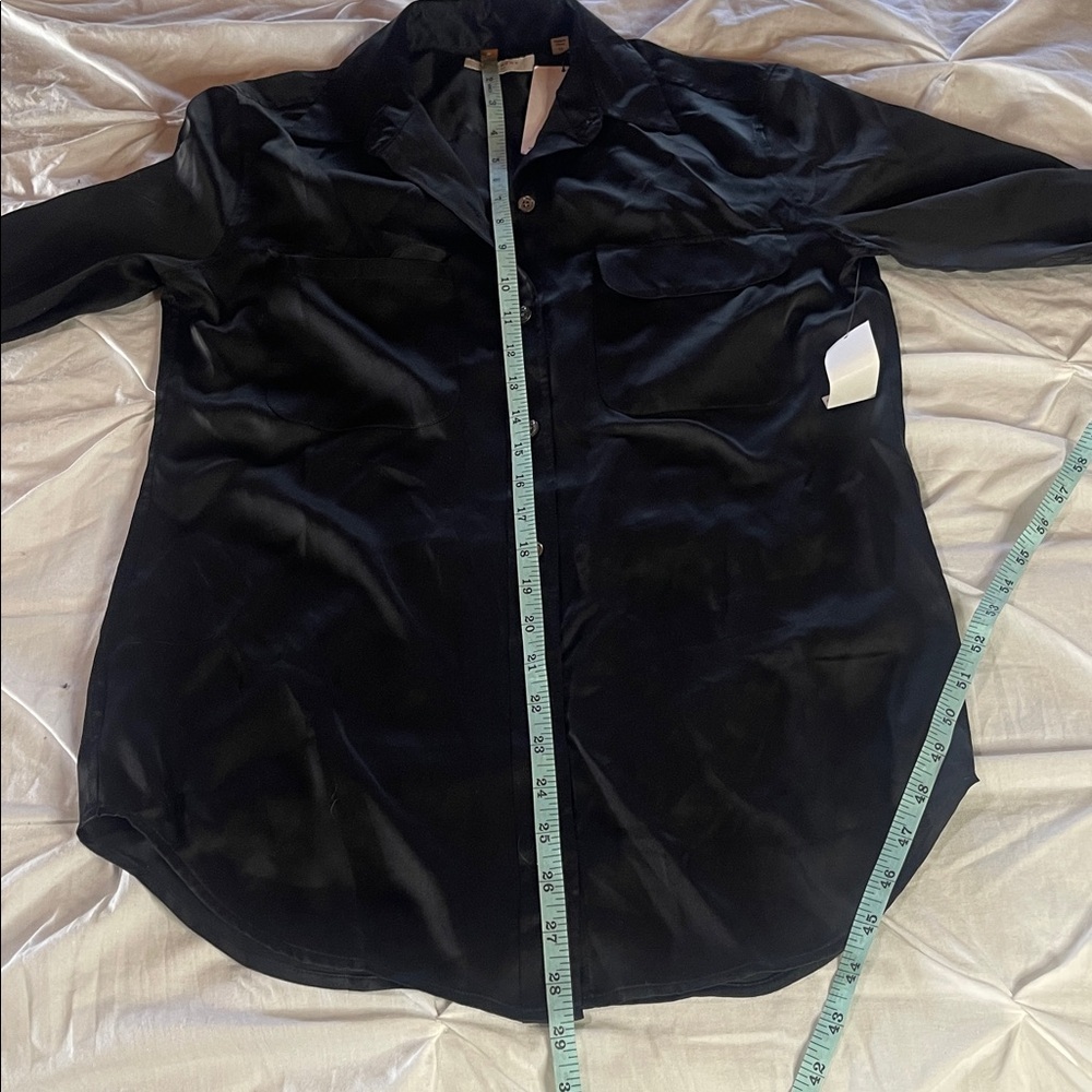 NWT Equipment SIGNATURE 100% SILK SATIN SHIRT in True Black - Picture 14 of 15